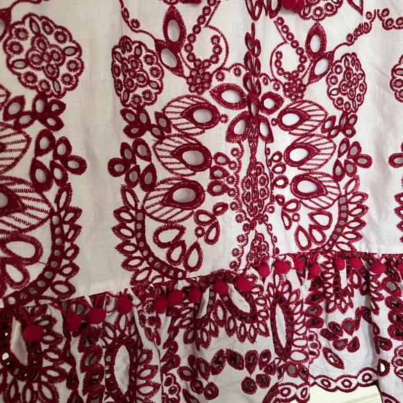 Saylor Embroidered Eyelet Red Dress size XS - Picture 8 of 9